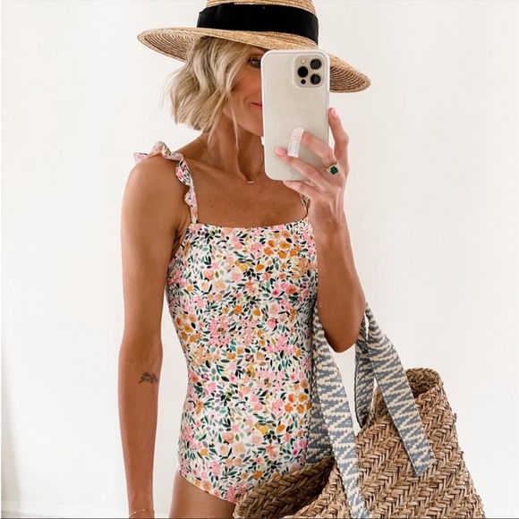 Kona Sol Other - Ditzy Ruffle Shoulder Medium Coverage One Piece Swimsuit by Kona Sol